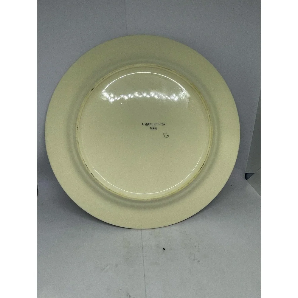 Hartstone USA Buffalo Check Dinner Plate Green Cream Plaid Stoneware 10.25in